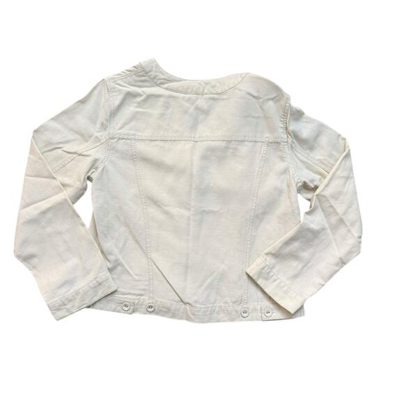 J.Jill Women's White Linen Blend Long Sleeves Button Front Denim Jacket Size M - Picture 2 of 4